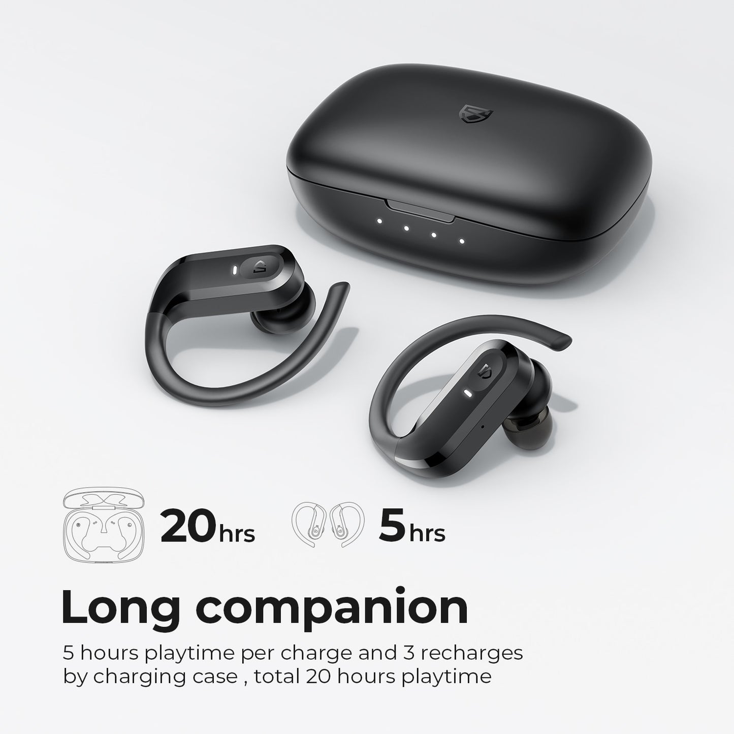 Soundpeats S5 True Wireless Earbuds Over-Ear Hooks Bluetooth Stereo Wireless Earphones 12mm Driver Touch Control IPX7 Waterproof