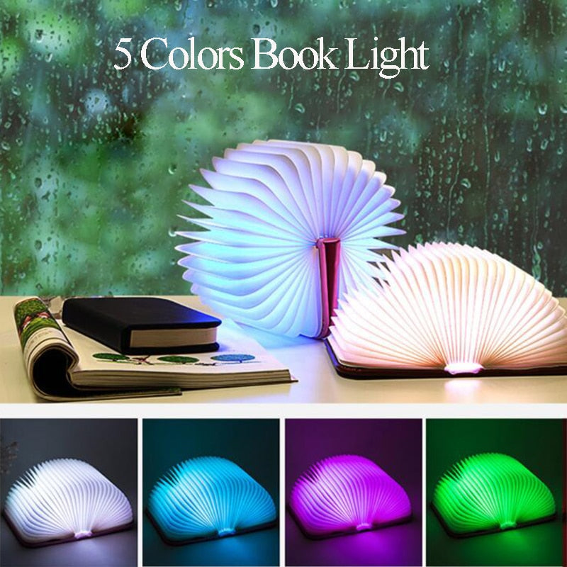 3D Folding Creative LED Wooden Book Night Light