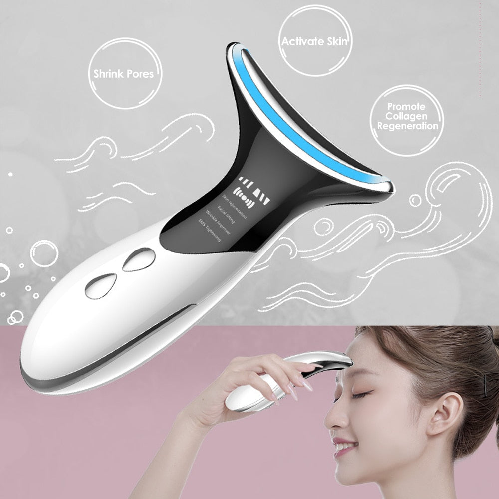 EMS Neck Anti Wrinkle Face Lifting Beauty Devices LED Photon Therapy