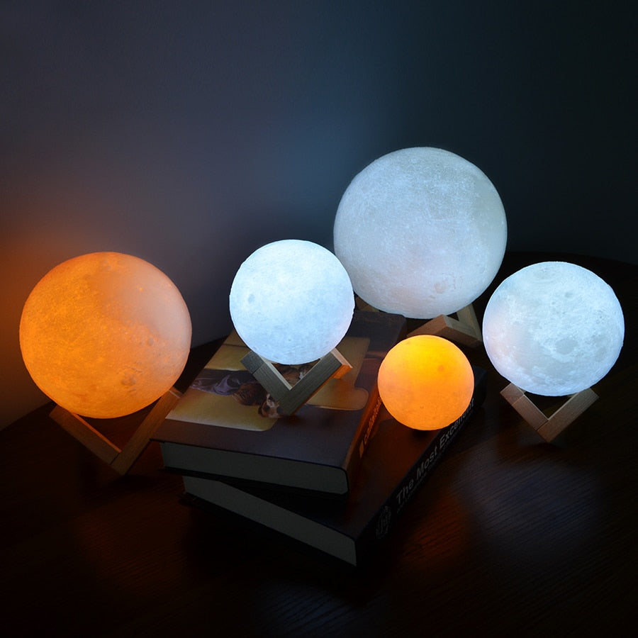 Rechargeable Moon Lamp LED Night Light, Creative Touch Switch Moon Light