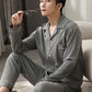 Cotton Solid Color Design Pajama for Men Lounge Sleepwear