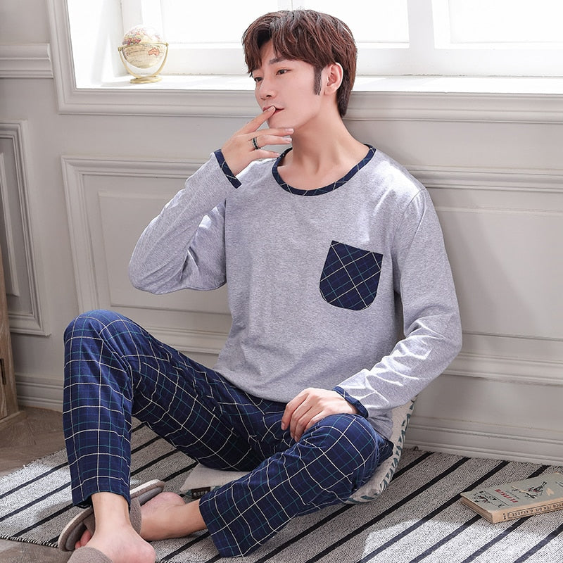 Men's Pure Full Cotton Pajamas Sleepwear