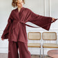 NHKDSASA Kimono Women's Pajamas, Cotton Crepe Long-Sleeved
