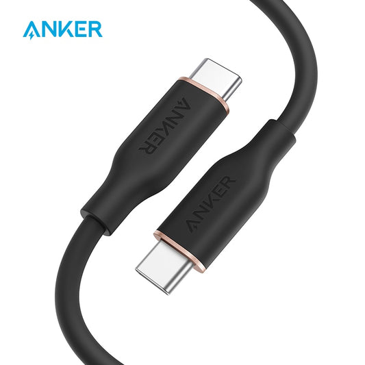 Anker Powerline III Flow, USB C to USB C Cable 100W 3ft, USB 2.0 Type C Charging Cable Fast Charge for MacBook Pro 2020