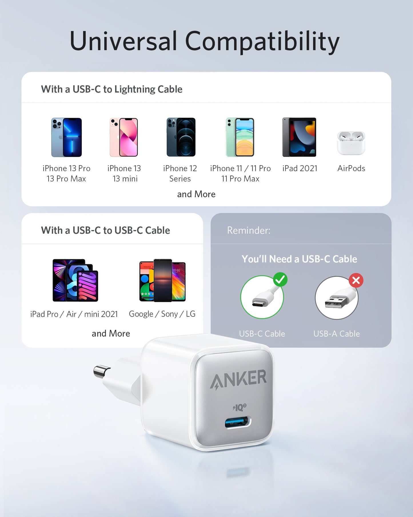 Anker 511 Charger Nano Pro 20W PIQ 3.0 Durable Compact Fast Charger usb c Charger for iPhone 12 quicky charger for xiaomi