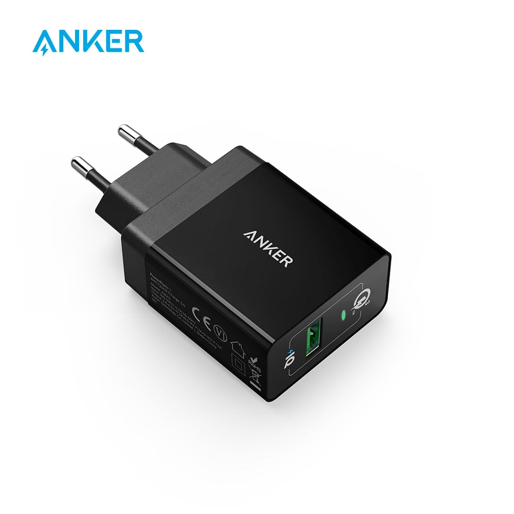 Quick Charge 3.0, Anker 18W USB Wall Charger UK/EU Plug (Quick Charge 2.0 Compatible) PowerPort+ 1 for iPhone iPad LG HTC etc