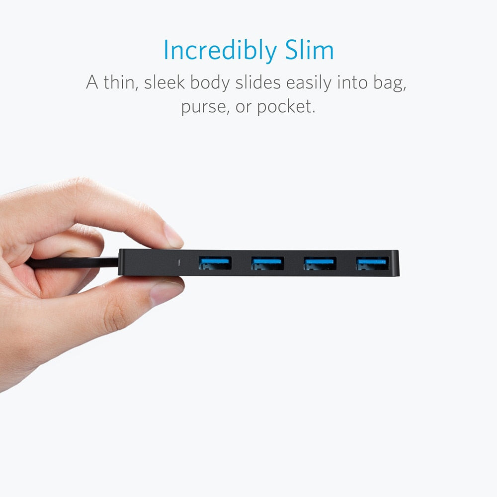 Anker 4-Port USB 3.0 Ultra Slim Data Hub for Macbook, Mac Pro/mini, iMac, Surface Pro, XPS, Notebook PC, USB Flash Drives etc