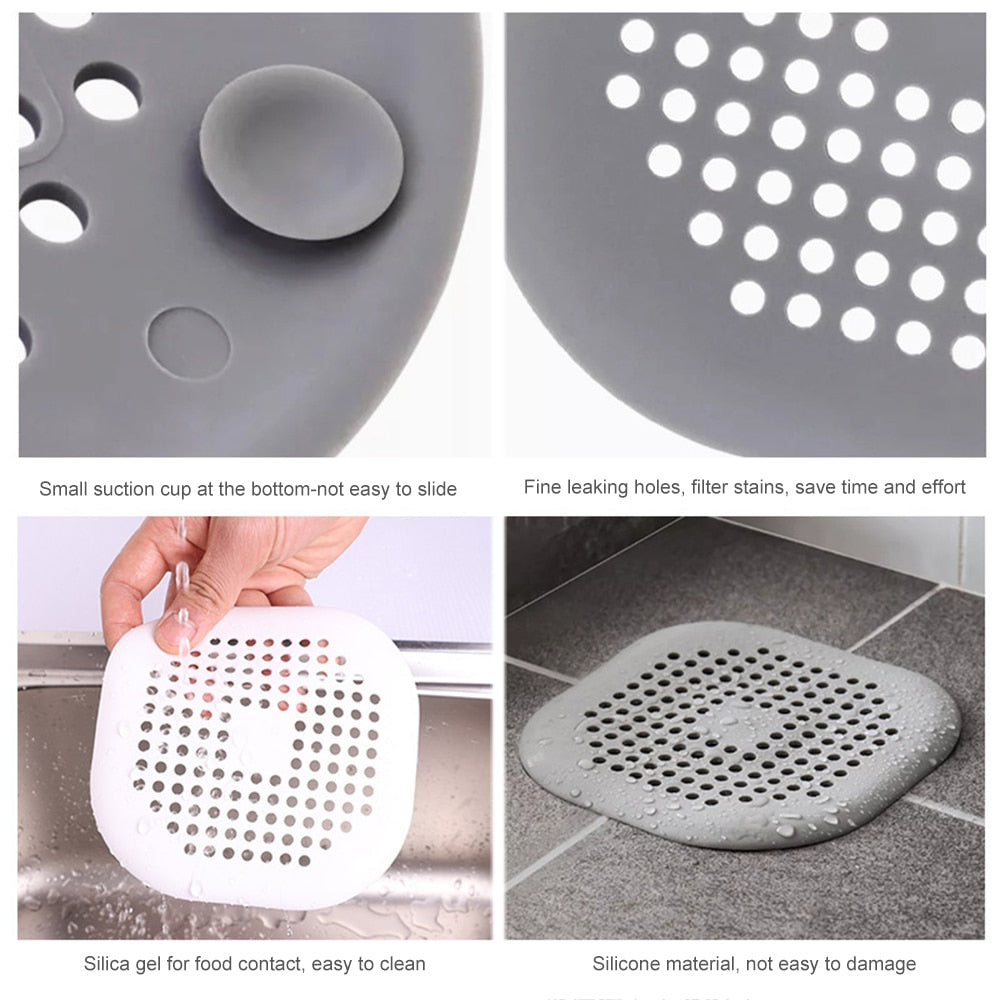 Silicone Hair Filter Sink, Bathtub Shower Floor Drain Stopper