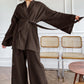 NHKDSASA Kimono Women's Pajamas, Cotton Crepe Long-Sleeved