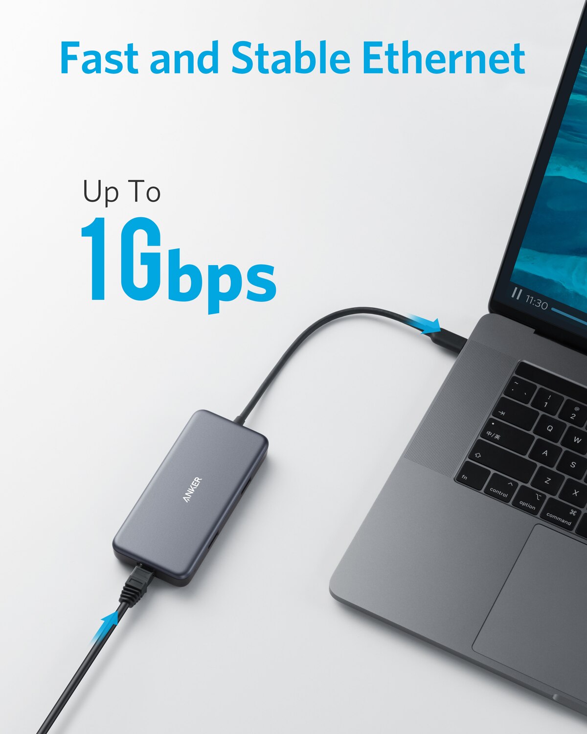 Anker USB C Hub Adapter, PowerExpand+ 7-in-1 USB C Hub, with 4K USB C to HDMI, 60W Power Delivery, 1Gbps Ethernet