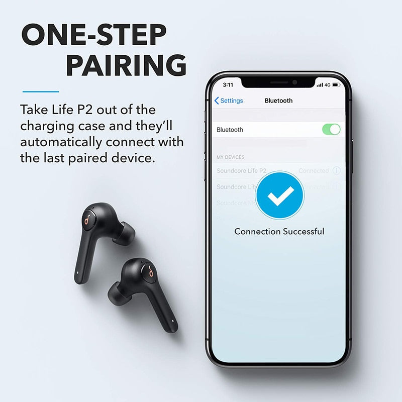 Anker Soundcore Life P2 bluetooth earphones, true wireless earbuds with 4 Microphones, CVC 8.0 Noise Reduction, IPX7 Waterproof