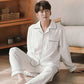Cotton Solid Color Design Pajama for Men Lounge Sleepwear