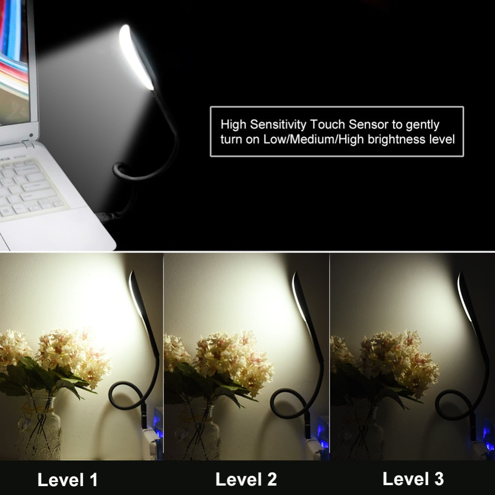 Mini Portable Laptop USB LED Light Touch Sensor Dimmable Table Desk Lamp