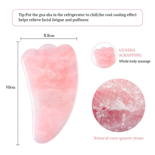 Natural Rose Quartz Jade Guasha Scraper Board Massager for Face and Body