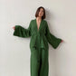 NHKDSASA Kimono Women's Pajamas, Cotton Crepe Long-Sleeved
