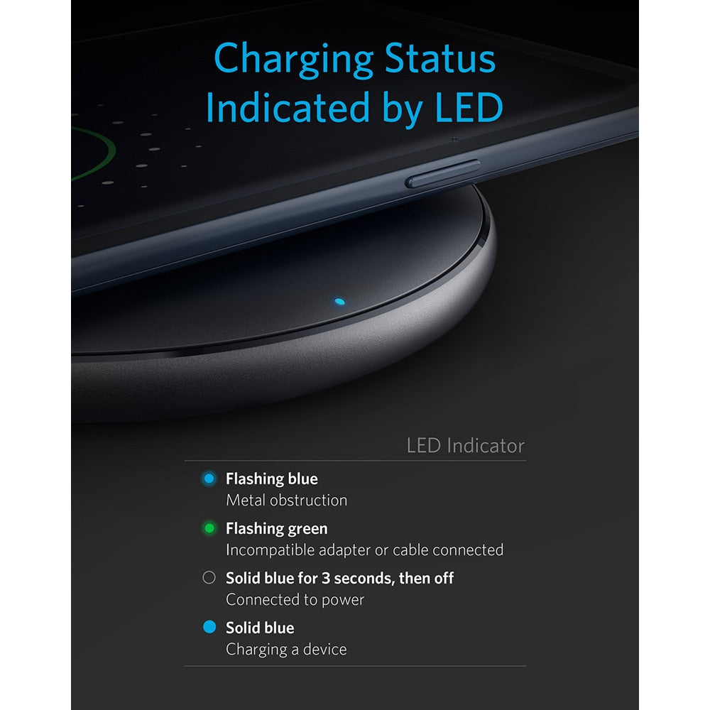 Anker wireless charger 313 Qi-Certified 10W Max charger for iphone 12/iphone 13 smartphone wireless charging