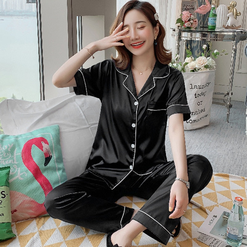 Women's Silk Satin Pajamas Set