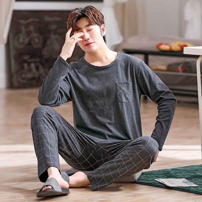 Men's Pure Full Cotton Pajamas Sleepwear