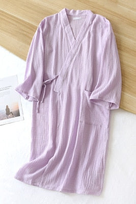 Men and Women's Solid Cotton Bathrobe