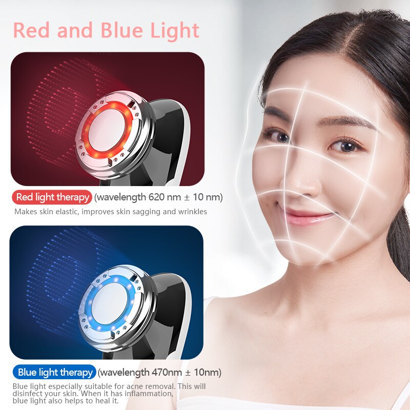 EMS Facial Massager LED light therapy Sonic Vibration Wrinkle Removal