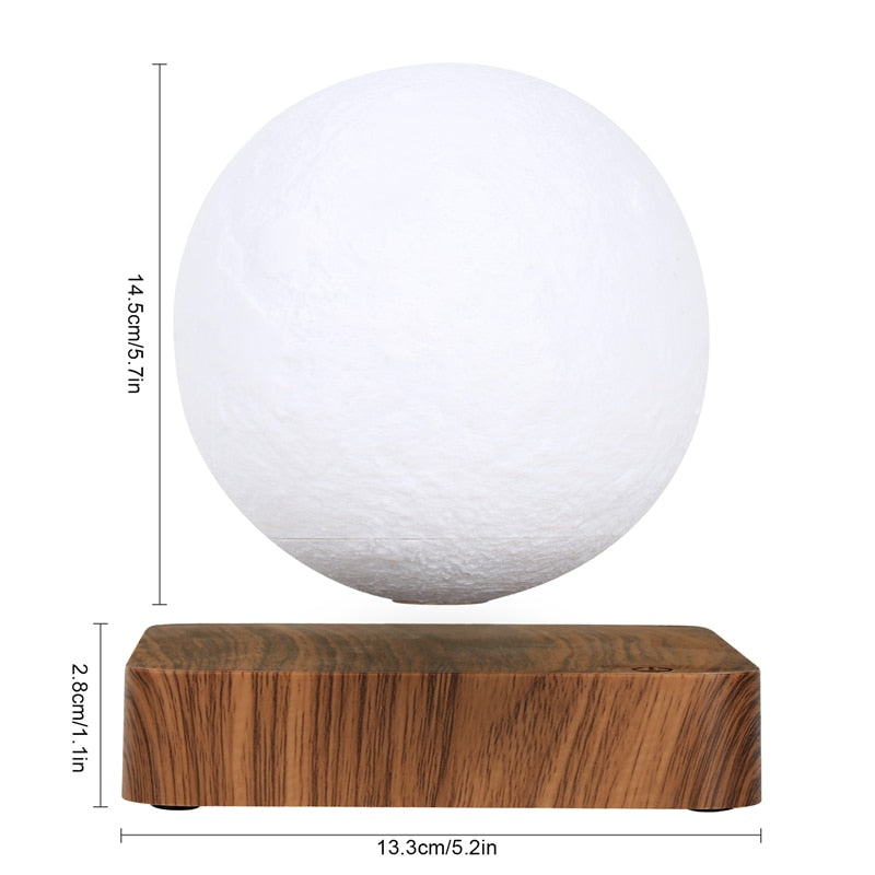 Magnetic Levitation LED Touch 3D Print Light Bedroom Moon Night Lamp