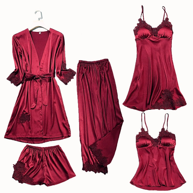 Women's Satin Lace Pajama Set