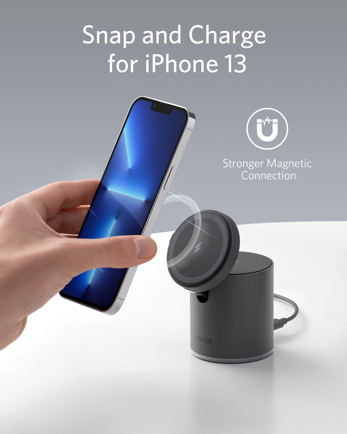 Anker 623 Magnetic Wireless Charger (MagGo), 2-in-1 Wireless Charging Station with 20W USB-C Charger, for iPhone 13/12 Series