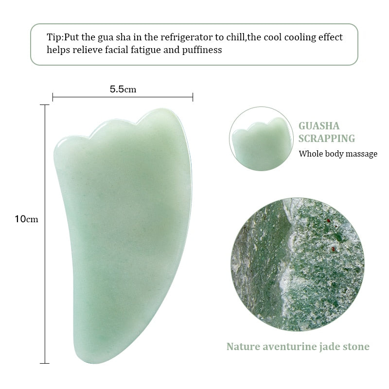 Natural Rose Quartz Jade Guasha Scraper Board Massager for Face and Body