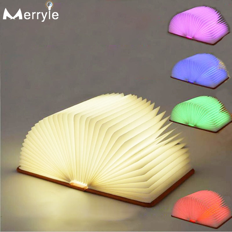 3D Folding Creative LED Wooden Book Night Light