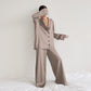 Hiloc Oversized Satin Silk Sleepwear Low Cut Pajamas For Women
