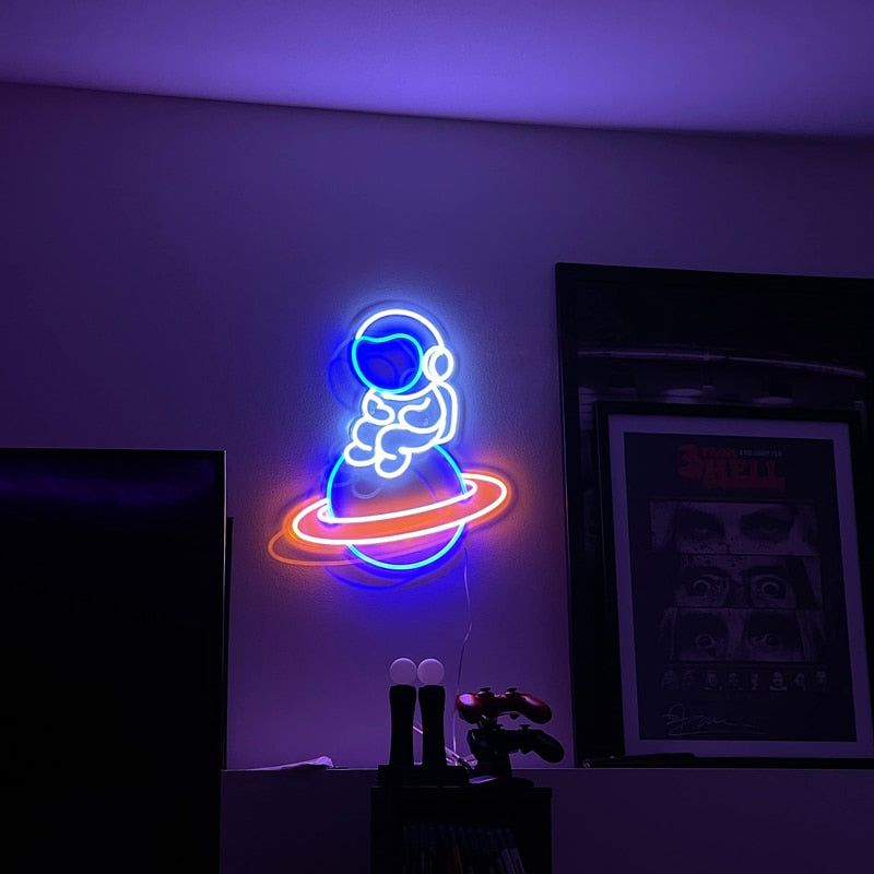 Planet Spaceship Astronaut Neon Sign/Light