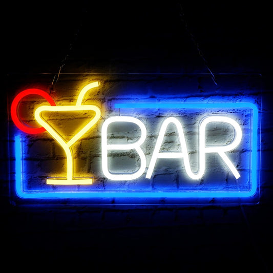 Neon Light Bar Sign, Party Neon Wine Glass Wall Light