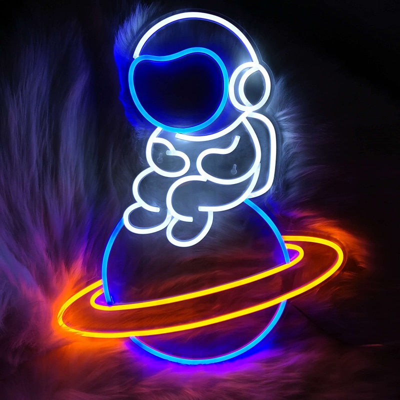 Planet Spaceship Astronaut Neon Sign/Light