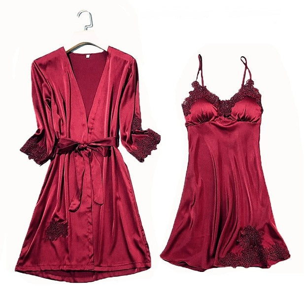 Women's Satin Lace Pajama Set