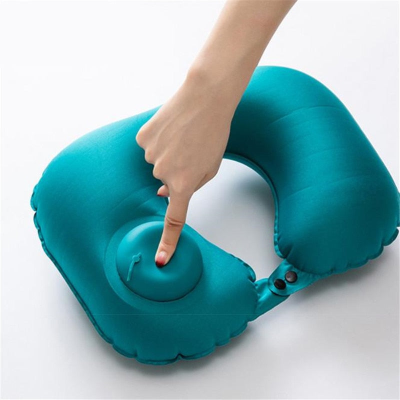 U-Shape Neck Cushion Travel Pillow Automatic Air Inflatable Airplane Car Pillows Ring Pillow Folding Press Type Bed Pillows 2#1