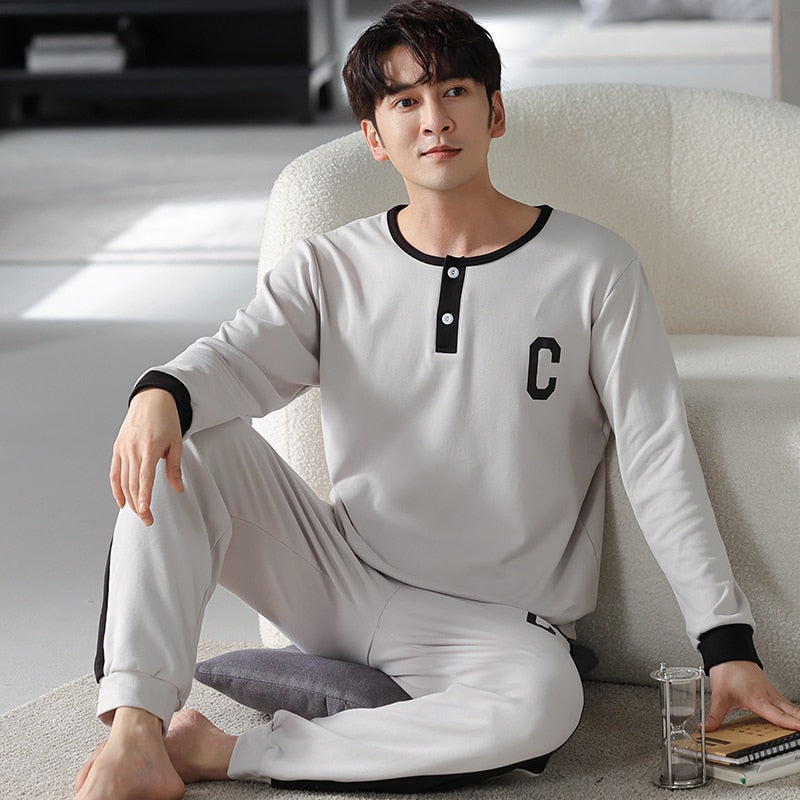 Men's Pure Full Cotton Pajamas Sleepwear