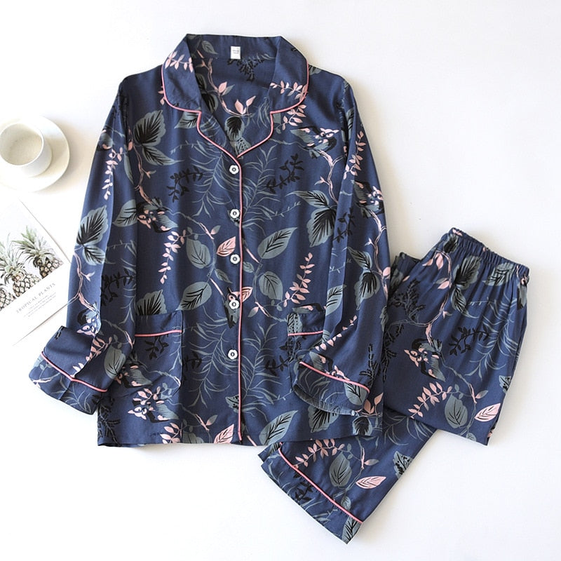 Women's Long-sleeved Floral Pajamas