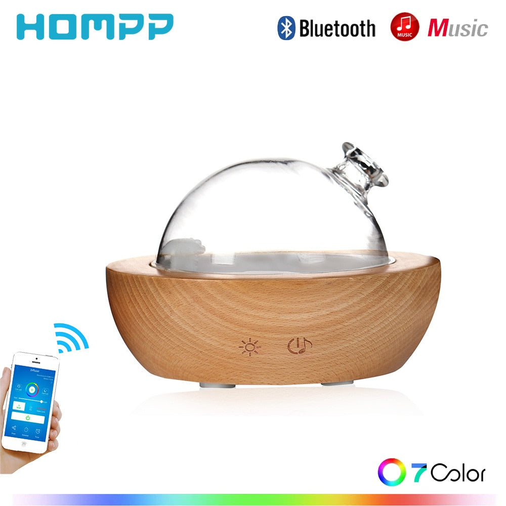 Wood Humidifier Diffuser 150ML Bluetooth Spray Aroma Mute Large Capacity Night Light