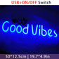 LED "Good Vibes" Neon Sign Light