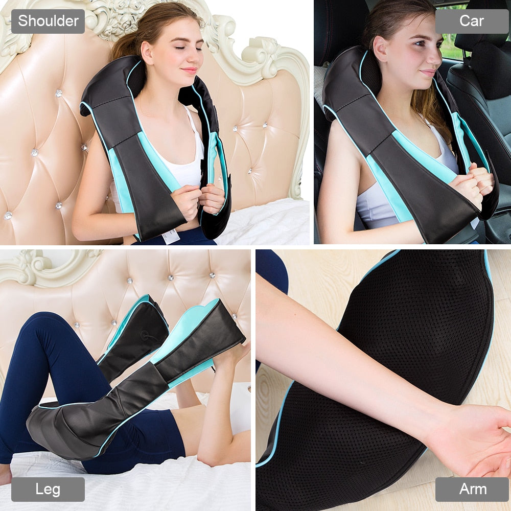 U Shape Electrical Shiatsu Back Neck Shoulder Body Massager, Infrared Heated 4D Kneading Car/Home