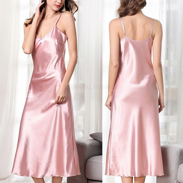 Satin Rayon Suspender Long Nightgown