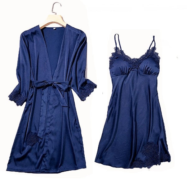 Women's Satin Lace Pajama Set