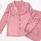 Restve Women's Pajamas Set, Turndown Collar, Pocket, Long Sleeve