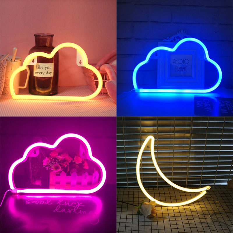 LED Cloud, Moon, Star Night Designs Neon Light