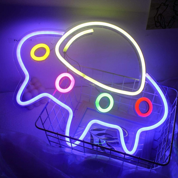 Planet Spaceship Astronaut Neon Sign/Light