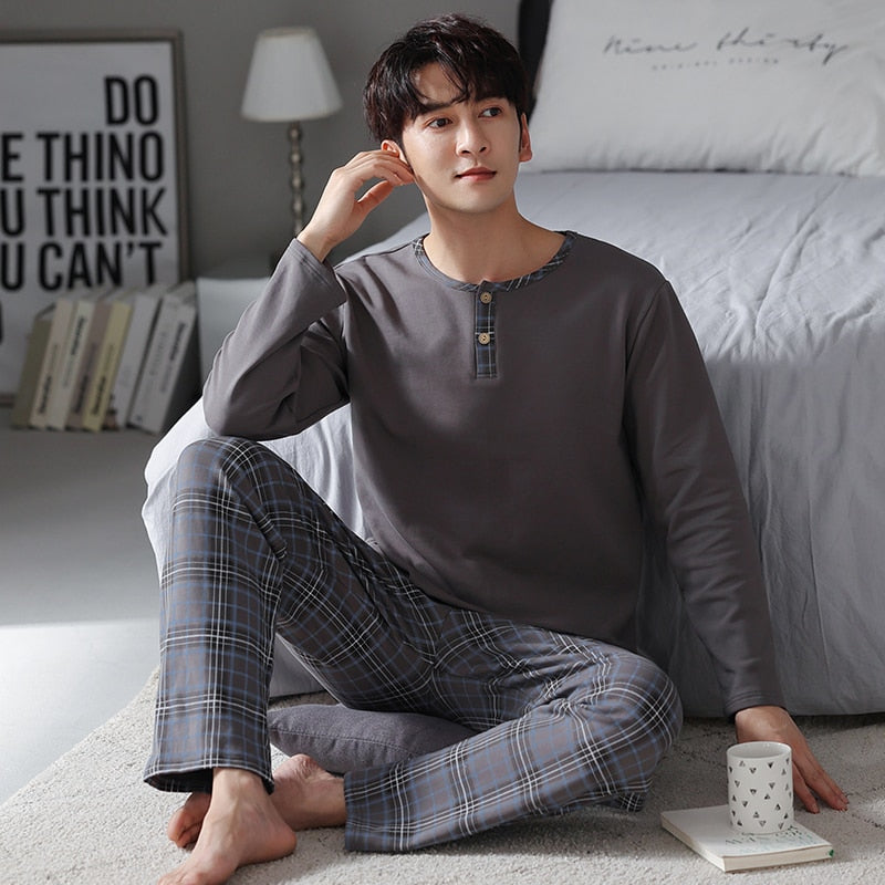 Men's Pure Full Cotton Pajamas Sleepwear