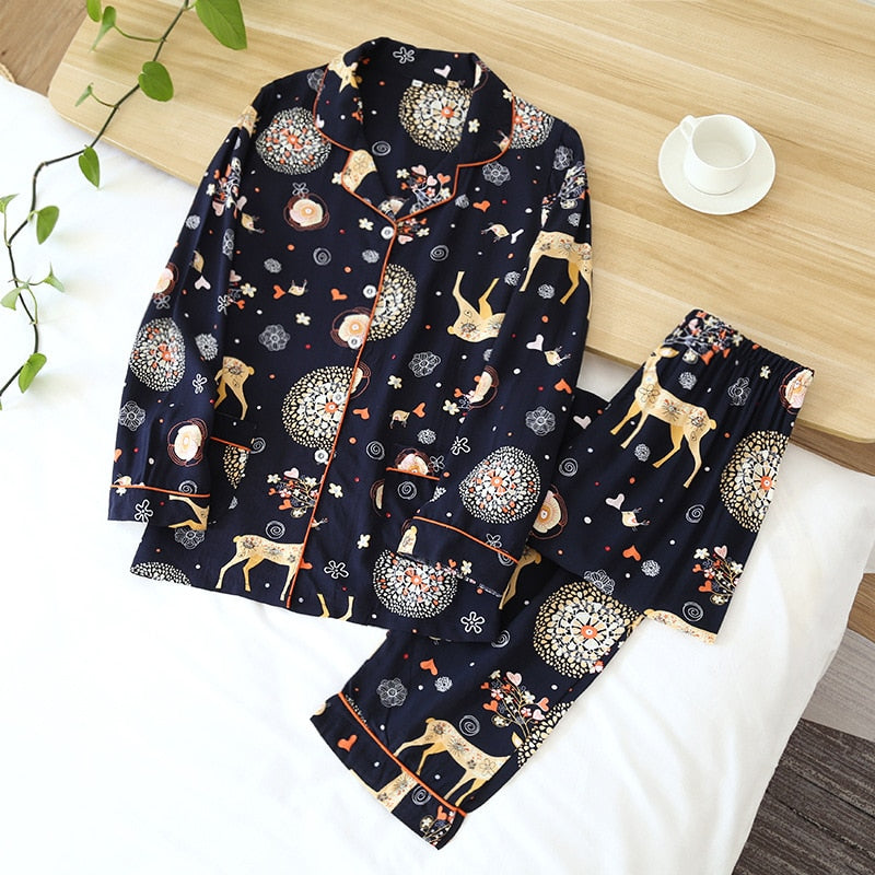 Women's Long-sleeved Floral Pajamas