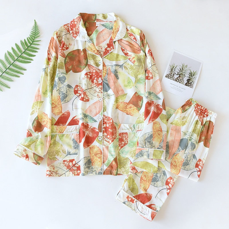 Women's Long-sleeved Floral Pajamas