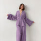 NHKDSASA Kimono Women's Pajamas, Cotton Crepe Long-Sleeved