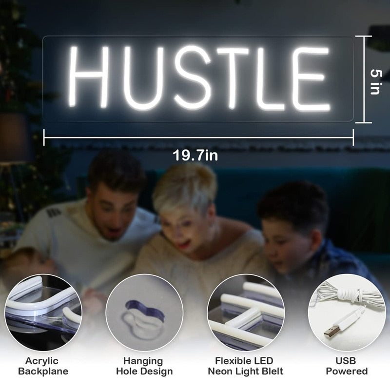 HUSTLE LED Neon Sign